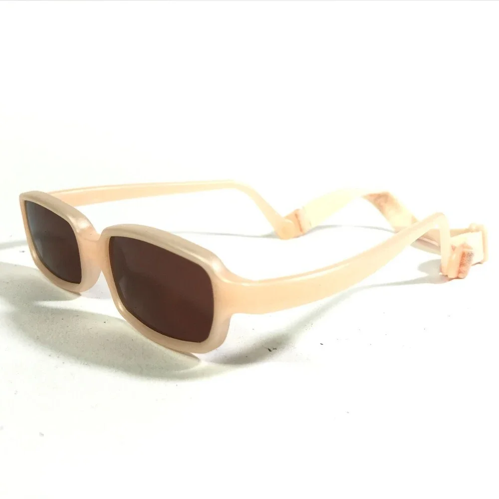 Miraflex Sunglasses NEW BABY 2 Nude Rectangular Frames with Red Lenses